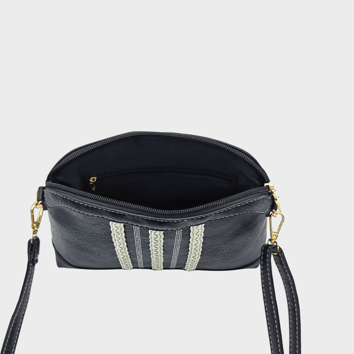 Black Small Crossbody Bag with Contrast Stitch Detail from You Know Who's