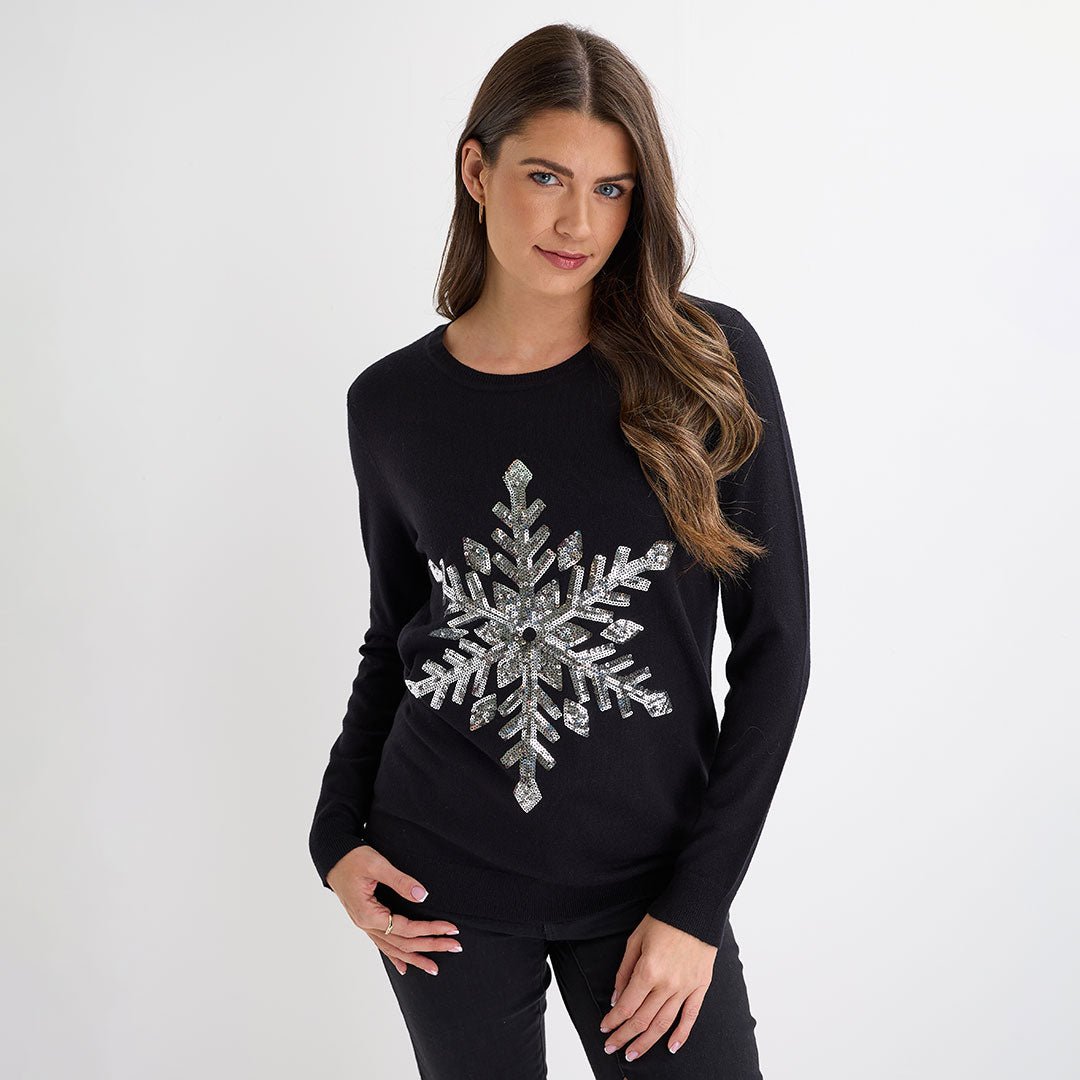 Black Snowflake Christmas Jumper from You Know Who's
