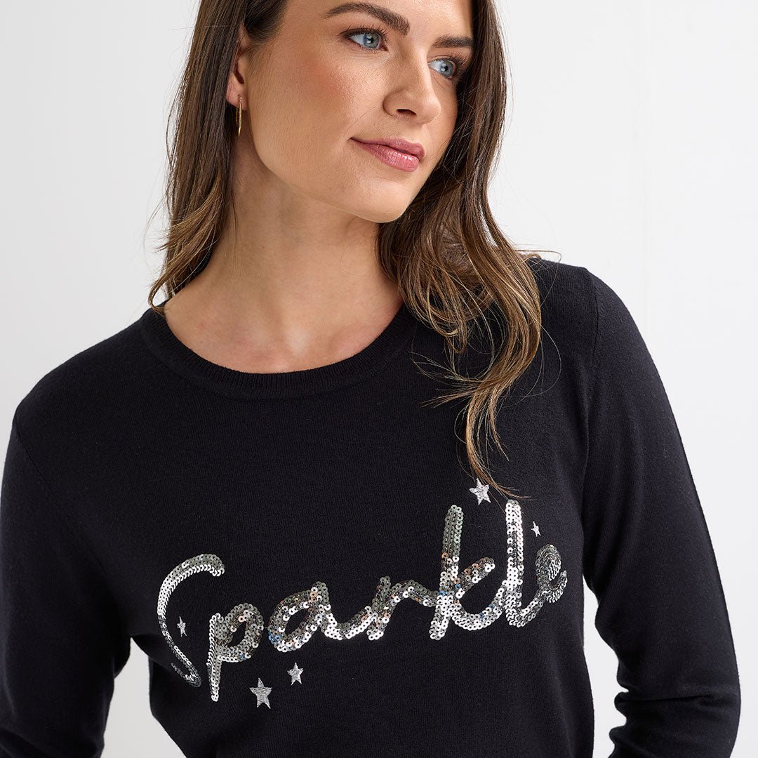 Black Sparkle Christmas Jumper from You Know Who's