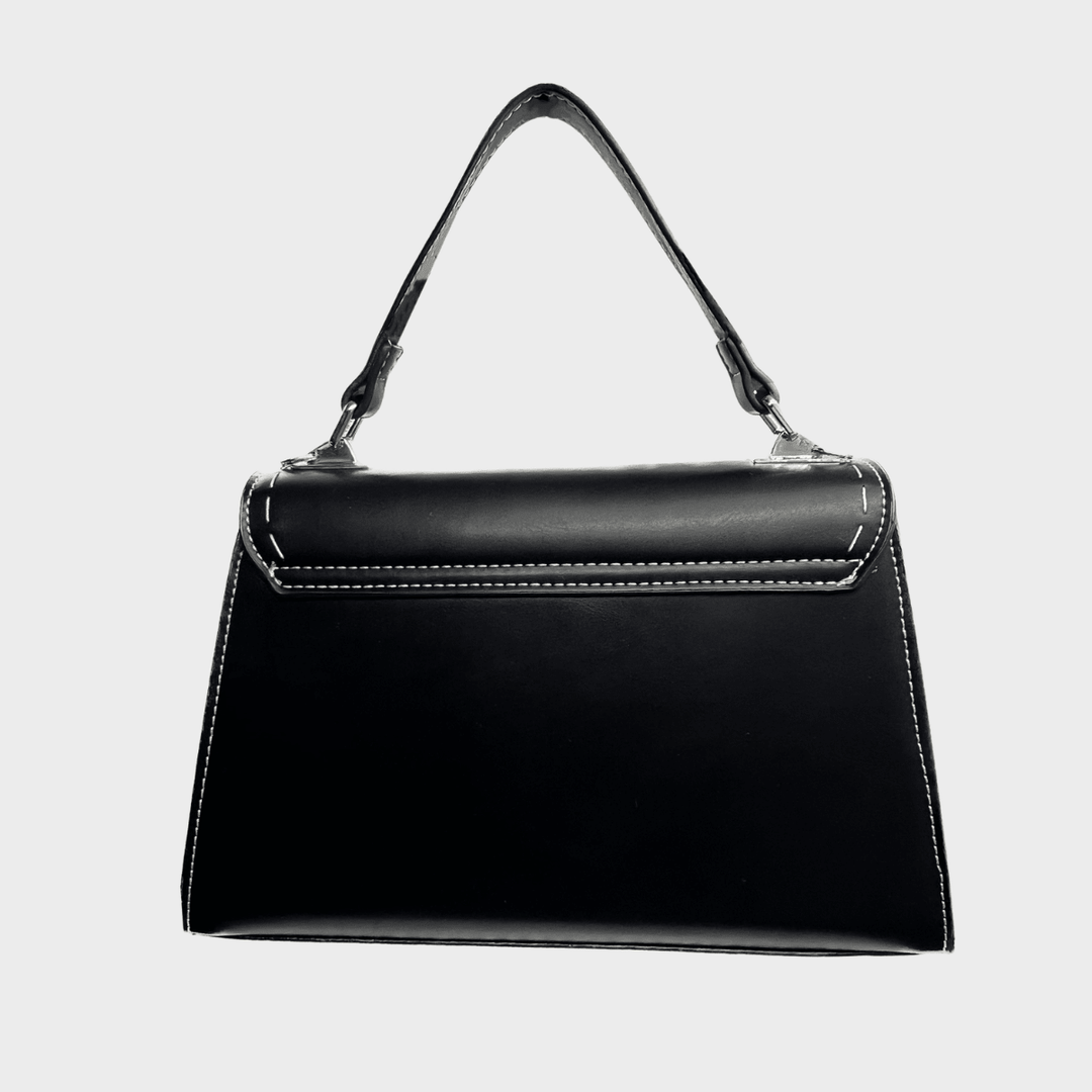 Black Structured Flap Shoulder Bag from You Know Who's