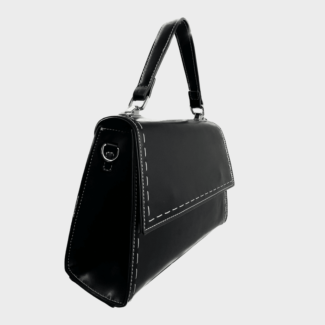 Black Structured Flap Shoulder Bag from You Know Who's