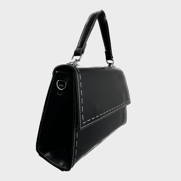 Black Structured Flap Shoulder Bag from You Know Who's