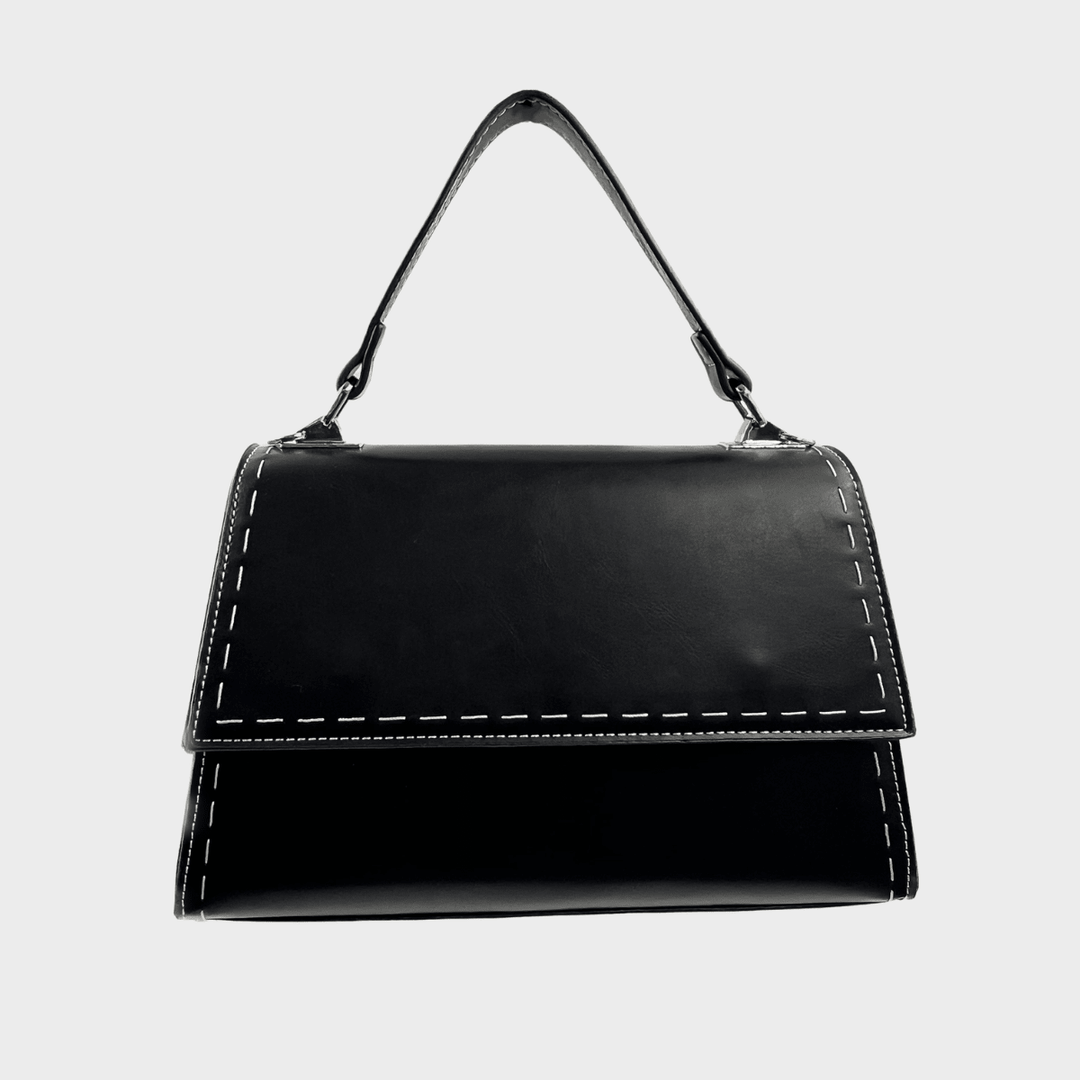 Black Structured Flap Shoulder Bag from You Know Who's