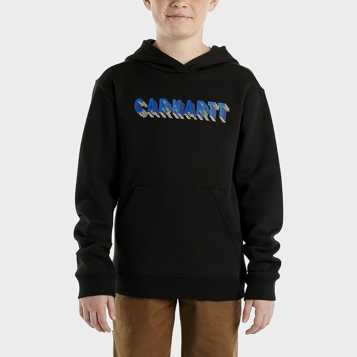 Kids Black Carhartt Text Hoodie