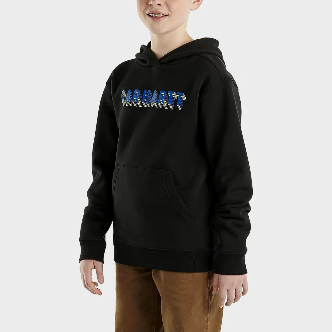 Kids Black Carhartt Text Hoodie