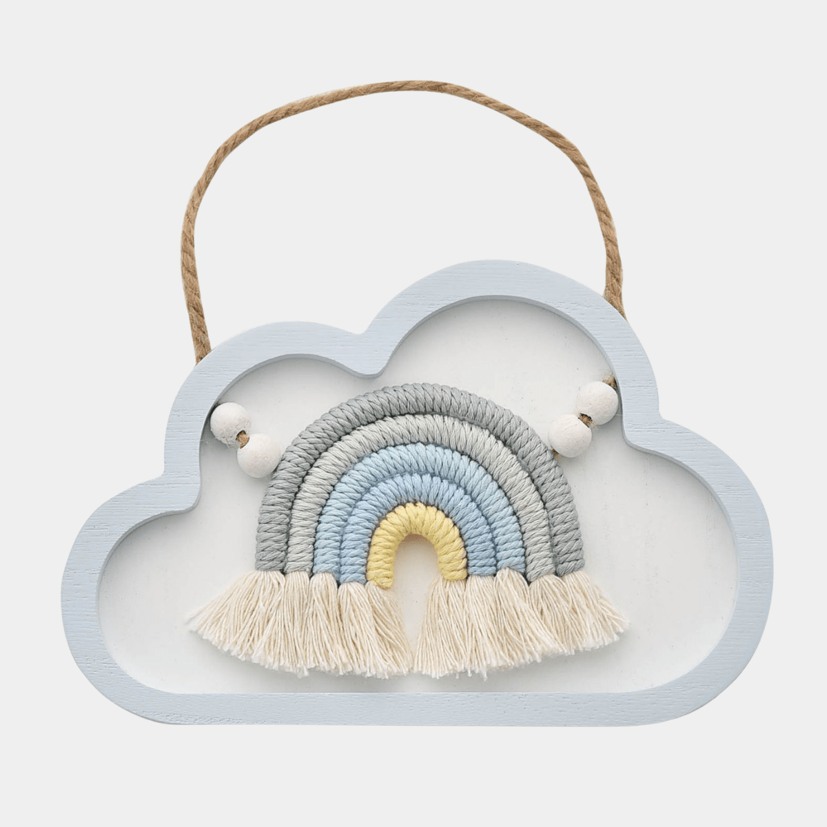 Blue Cloud Macrame Rainbow Plaque from You Know Who's