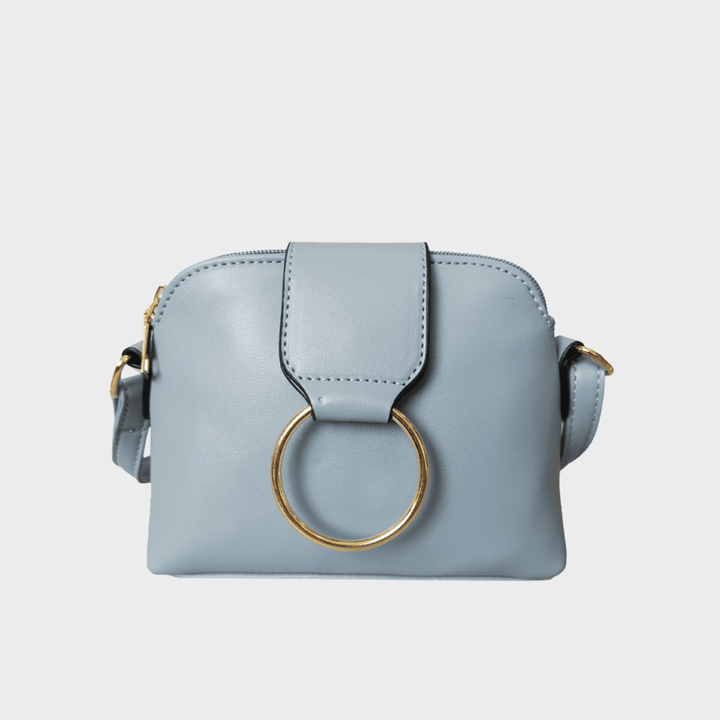 Blue Faux Leather Crossbody Bag with Gold Ring from You Know Who's