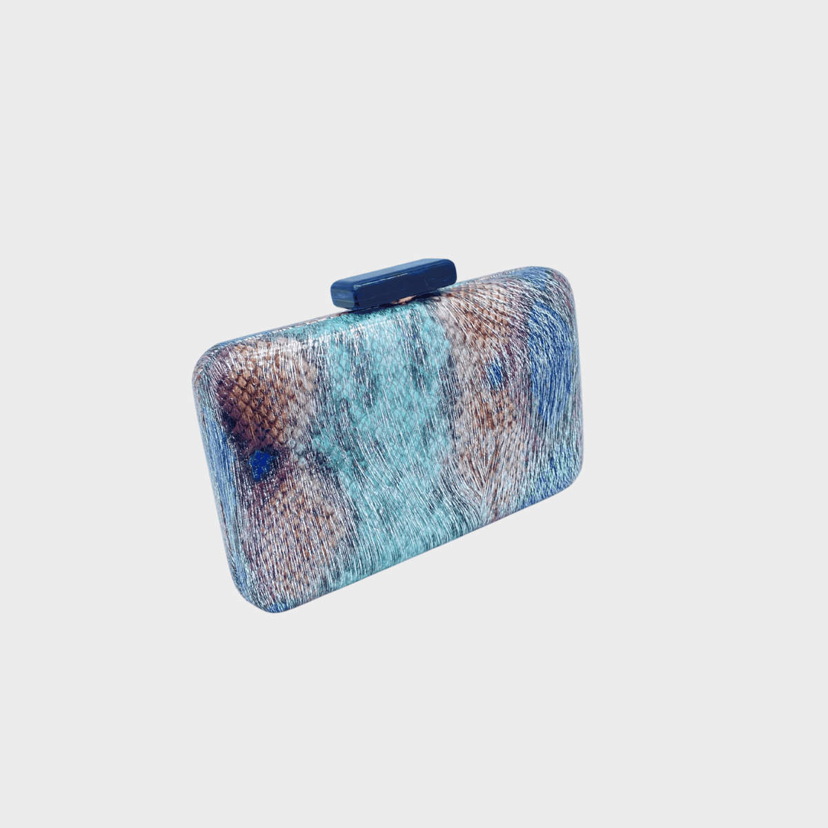 Blue Faux Snakeskin Printed Clutch from You Know Who's