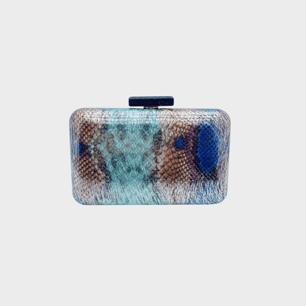 Blue Faux Snakeskin Printed Clutch from You Know Who's