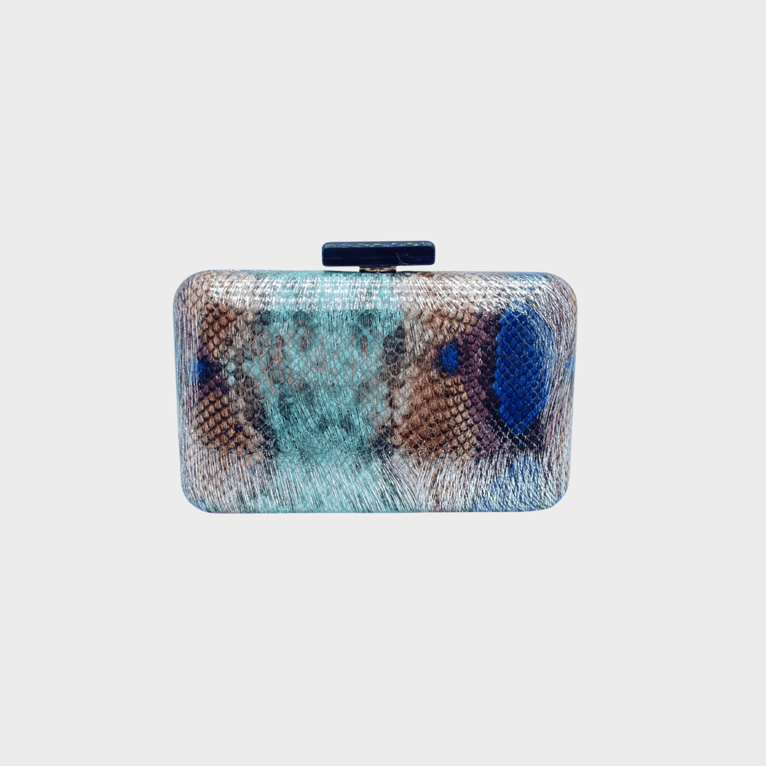 Blue Faux Snakeskin Printed Clutch from You Know Who's