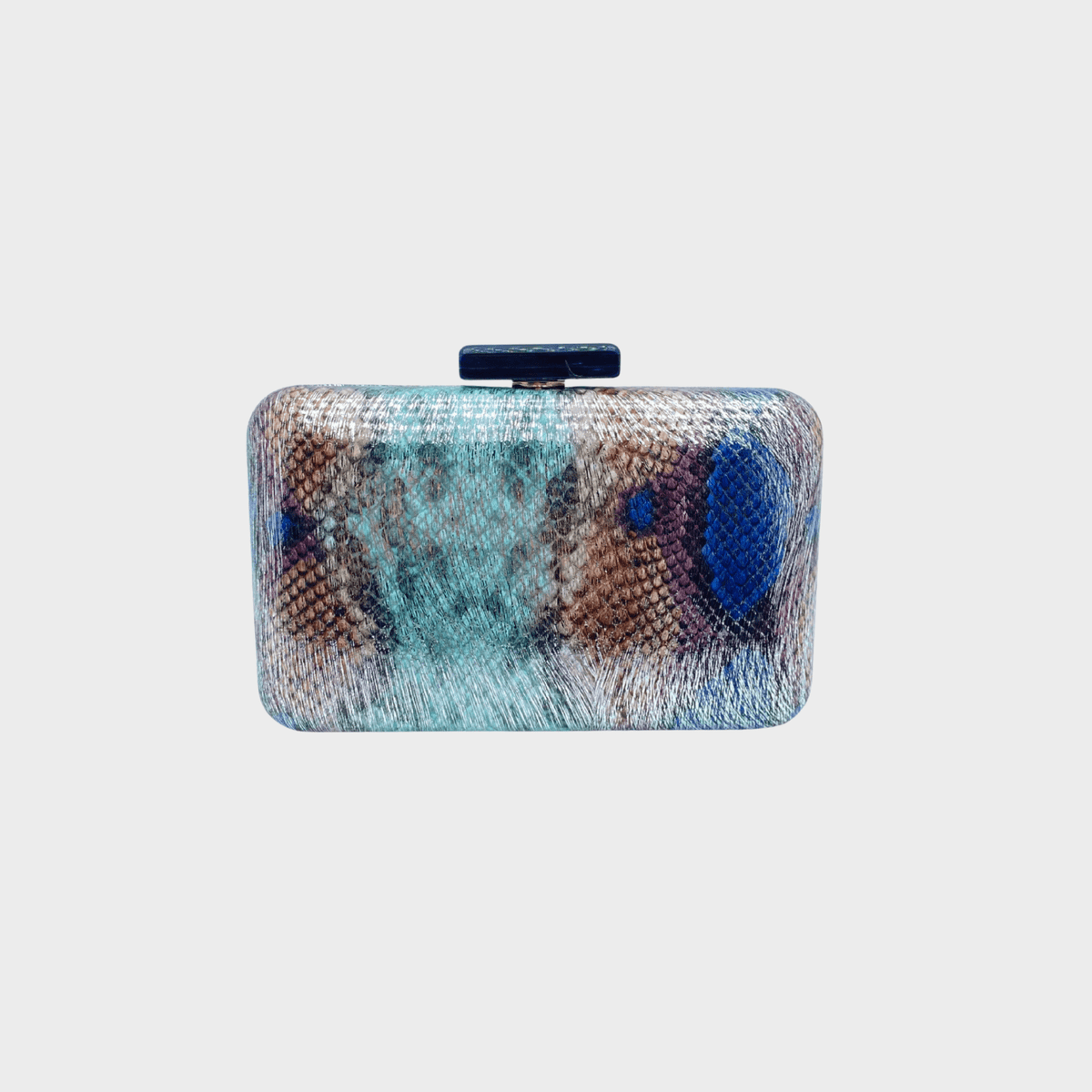 Blue Faux Snakeskin Printed Clutch from You Know Who's