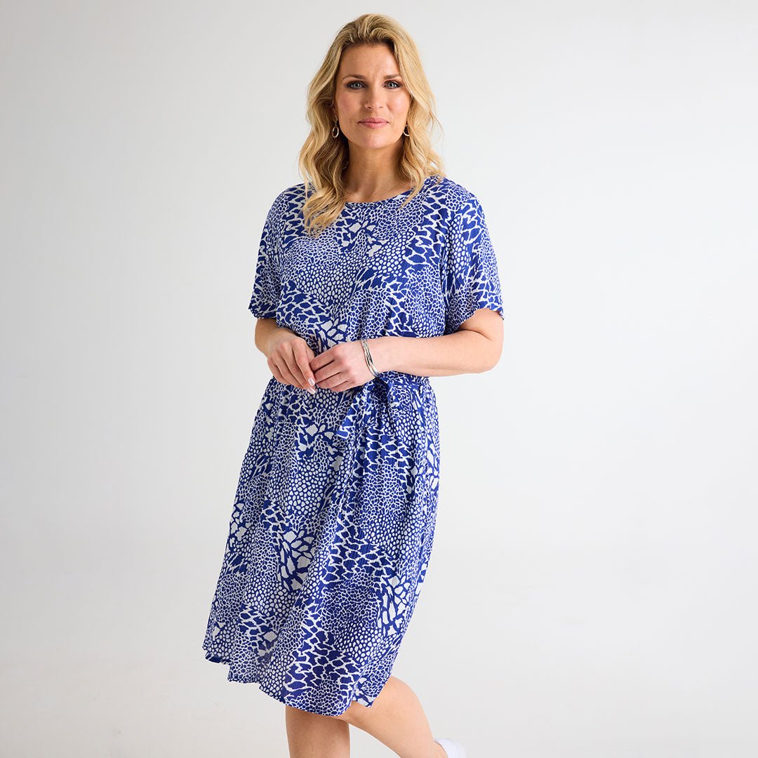 Blue Giraffe Print Crinkle Dress from You Know Who's