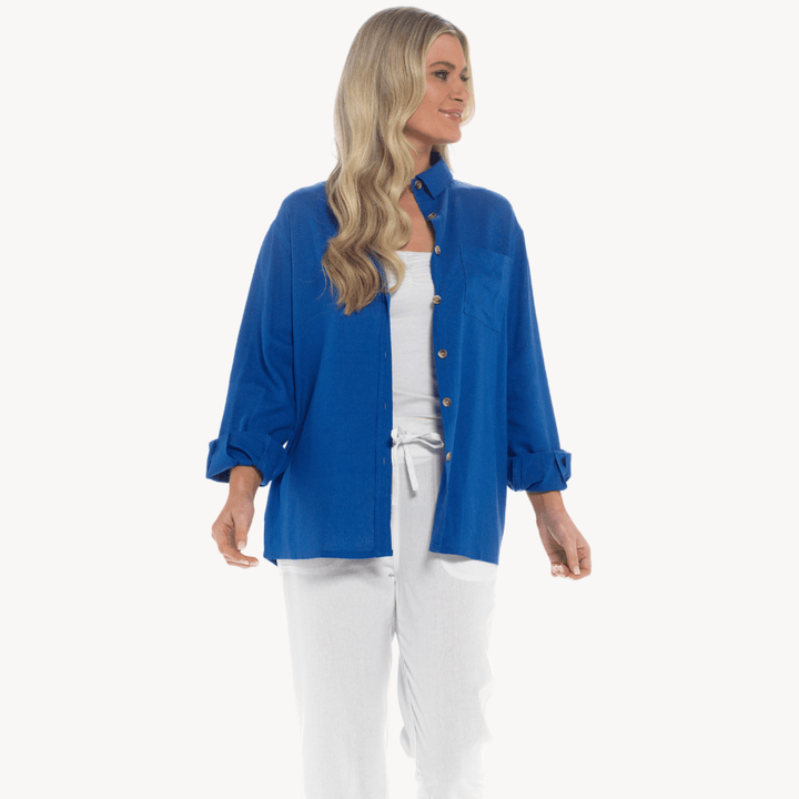 Blue Linen Mix Shirt from You Know Who's
