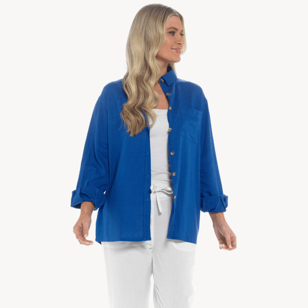 Blue Linen Mix Shirt from You Know Who's