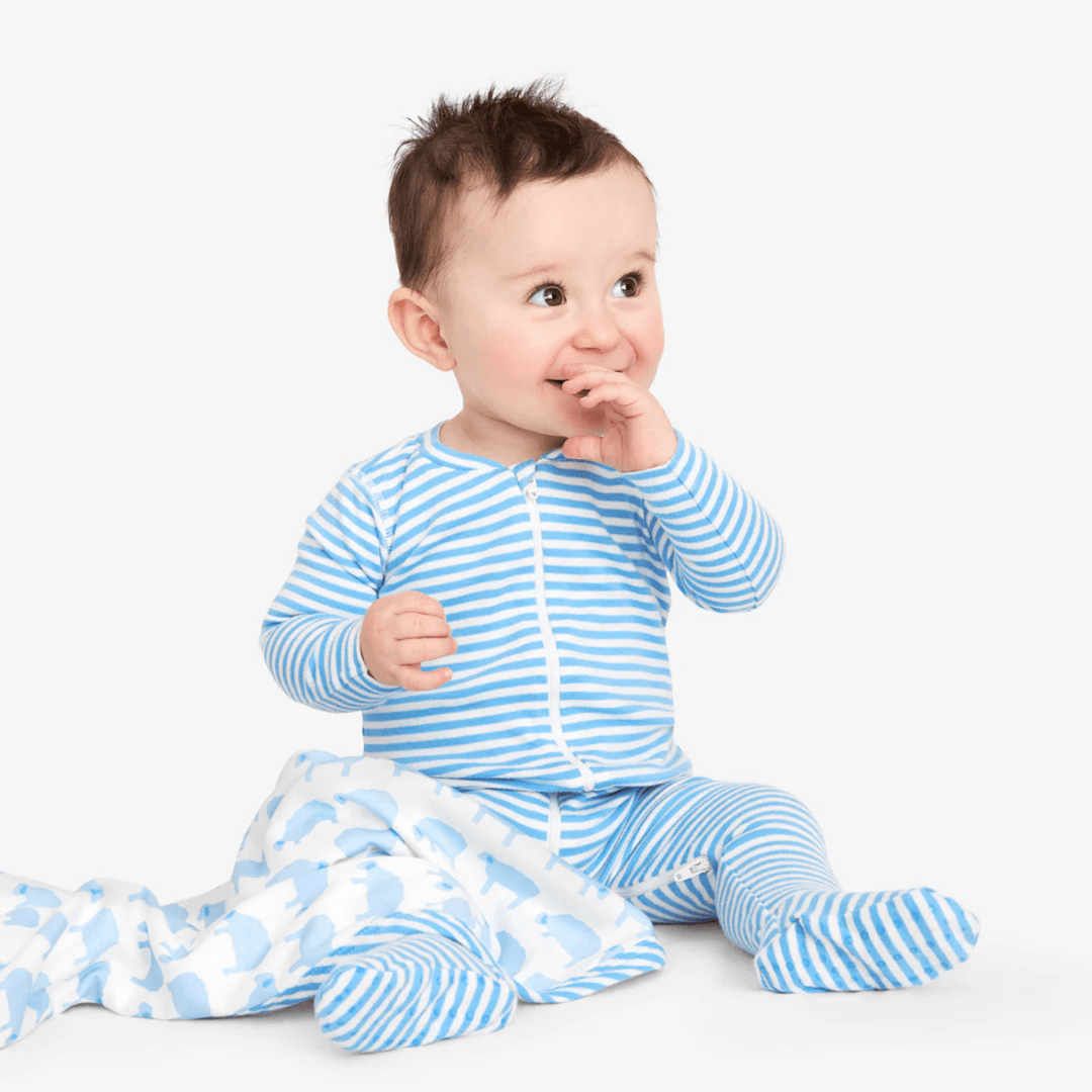 Blue Striped Unisex Sleepsuits from You Know Who's