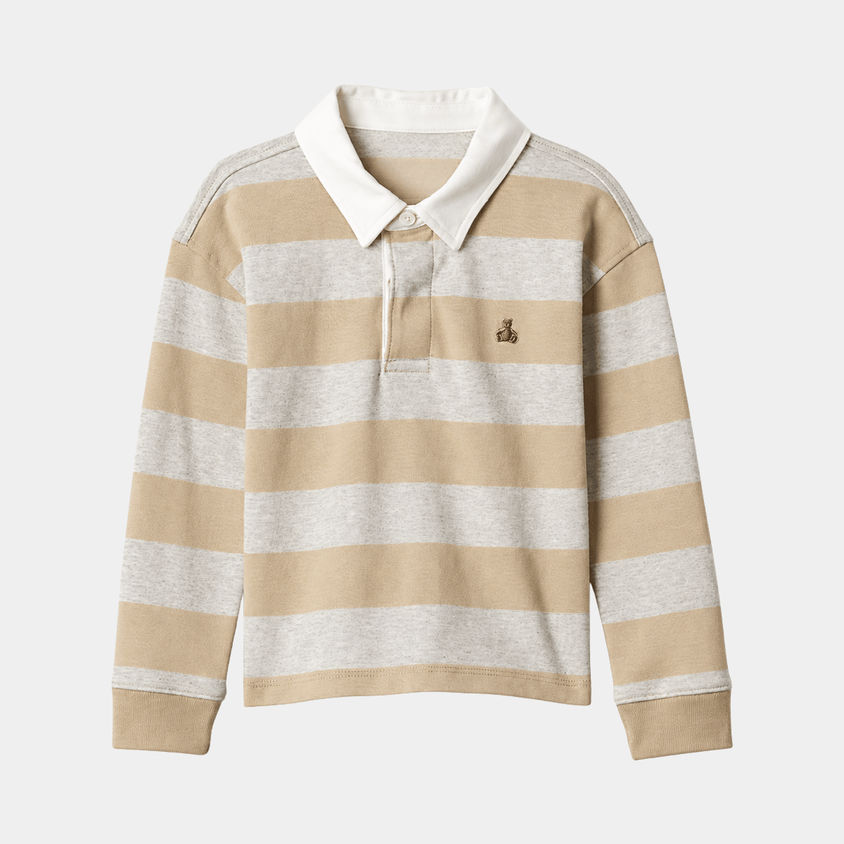 Boys Beige Striped Collar Polo from You Know Who's