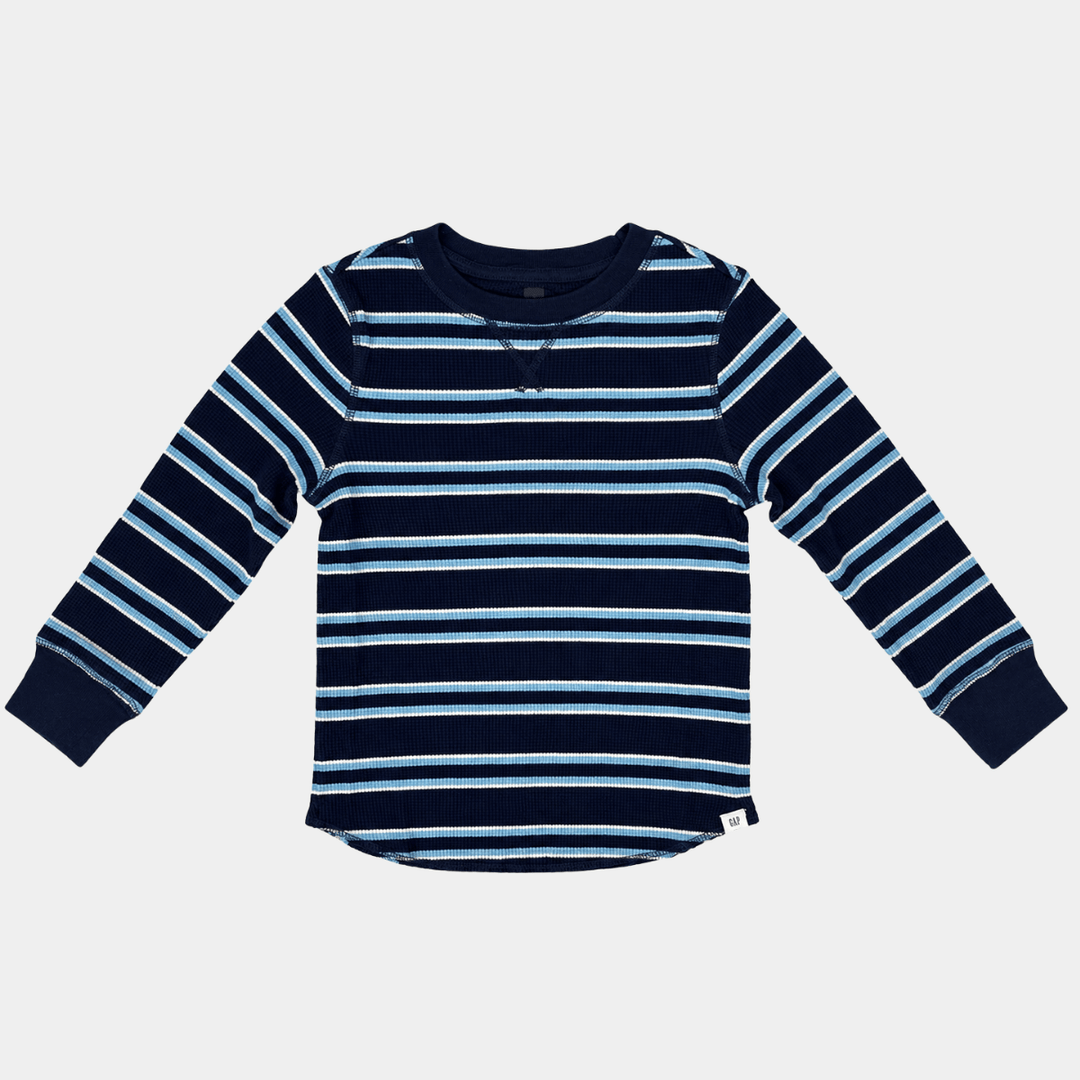 Boys Blue Stripe GAP Long Sleeve T-shirt from You Know Who's