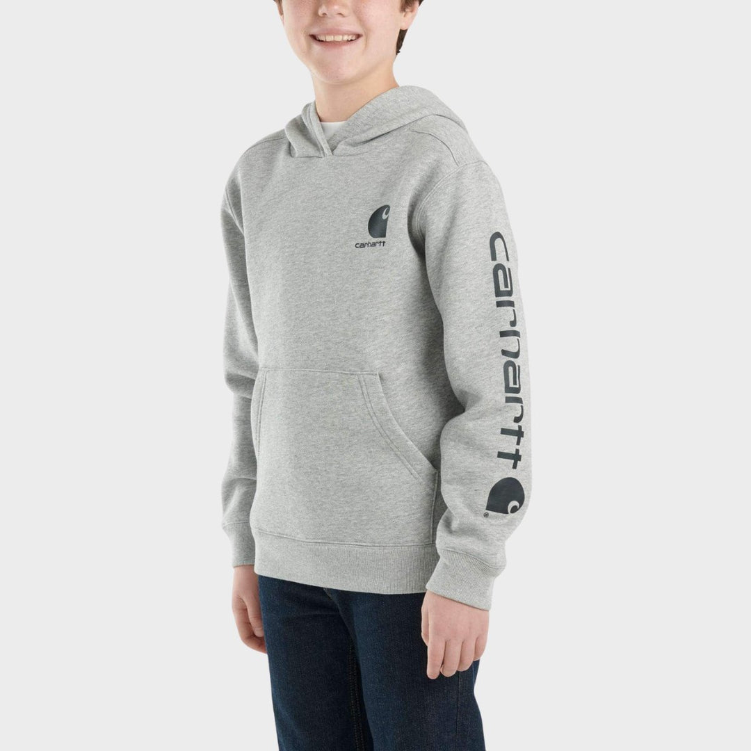 Boys Carhartt Small Logo Hoodie Grey & Black from You Know Who's