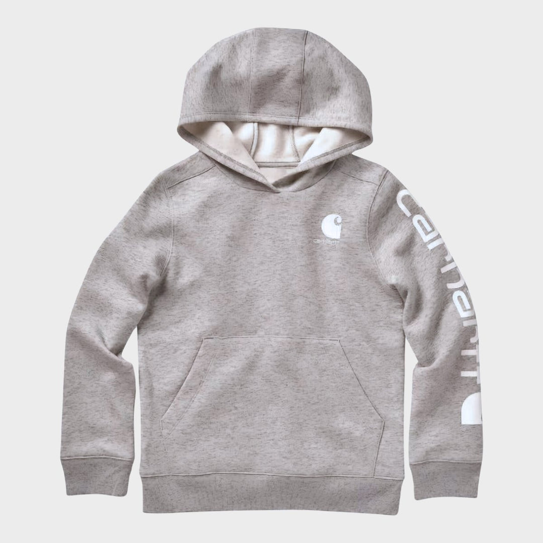 Boys Carhartt Small Logo Hoodie Grey & White from You Know Who's
