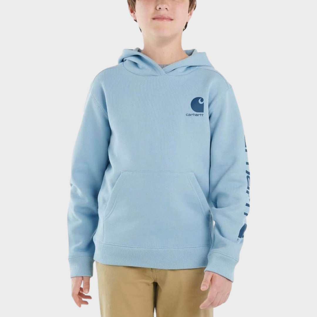 Boys Carhartt Small Logo Hoodie Light Blue from You Know Who's