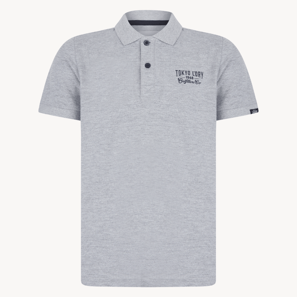 Boys Grey Marl Tokyo Laundry Embroidered Polo Shirt – You