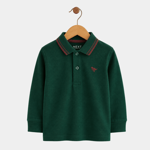 Boys Long Sleeve Tipped Collar Dino Polo from You Know Who's