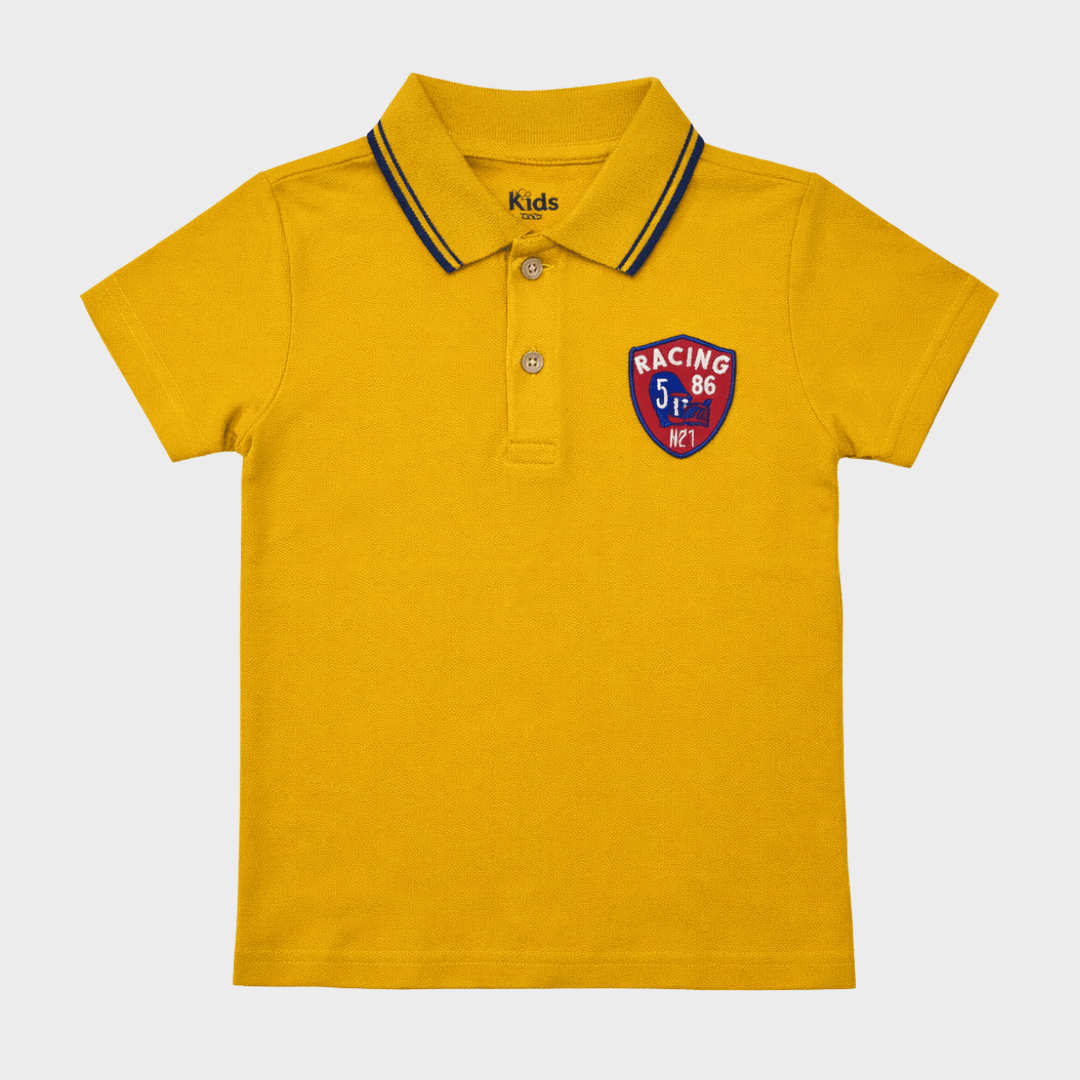 Boys Mustard Racing Polo Top from You Know Who's