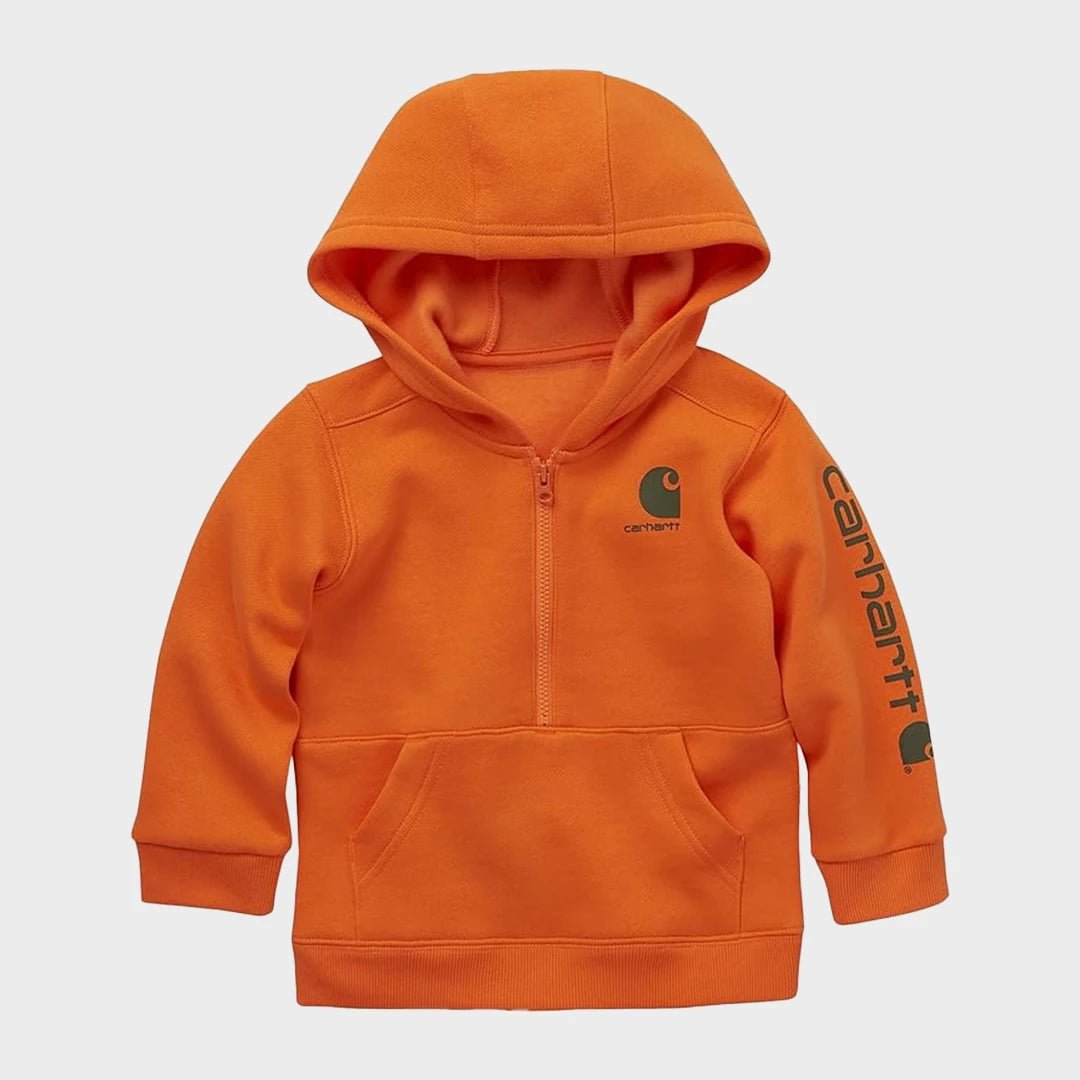 Boys Orange Carhartt 1/4 Zip Hoodie from You Know Who's