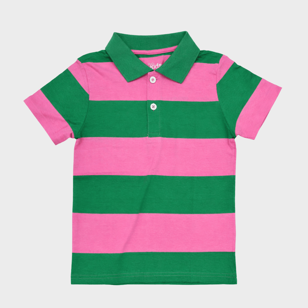 Boys Pink and Green Polo Top from You Know Who's