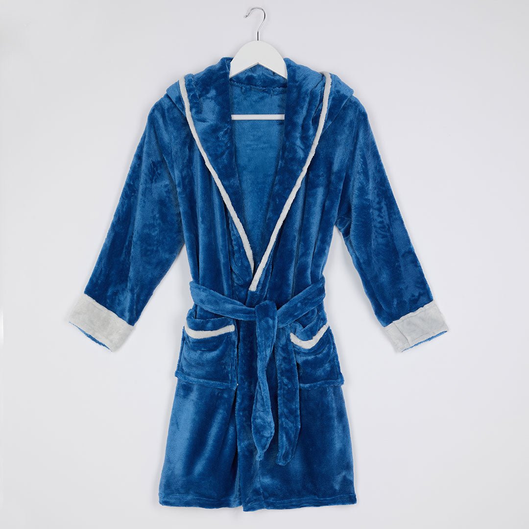 Boys Royal Blue Hooded Dressing Gown from You Know Who's