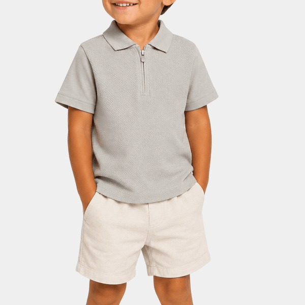 Boys Zip Neck Textured Polo from You Know Who's