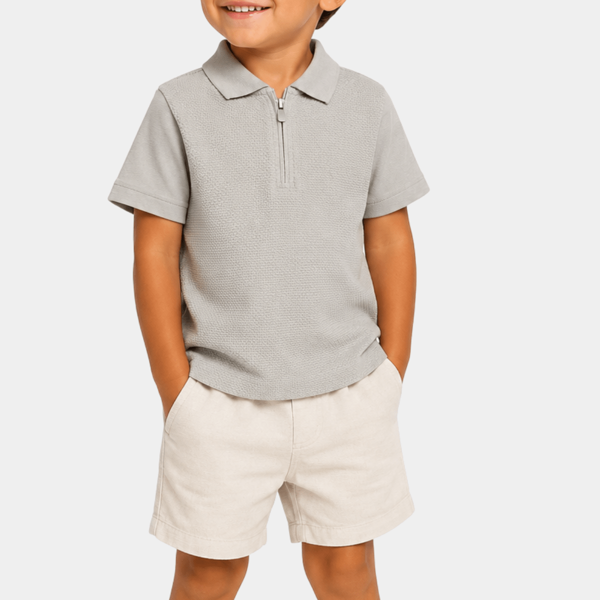 Boys Zip Neck Textured Polo from You Know Who's
