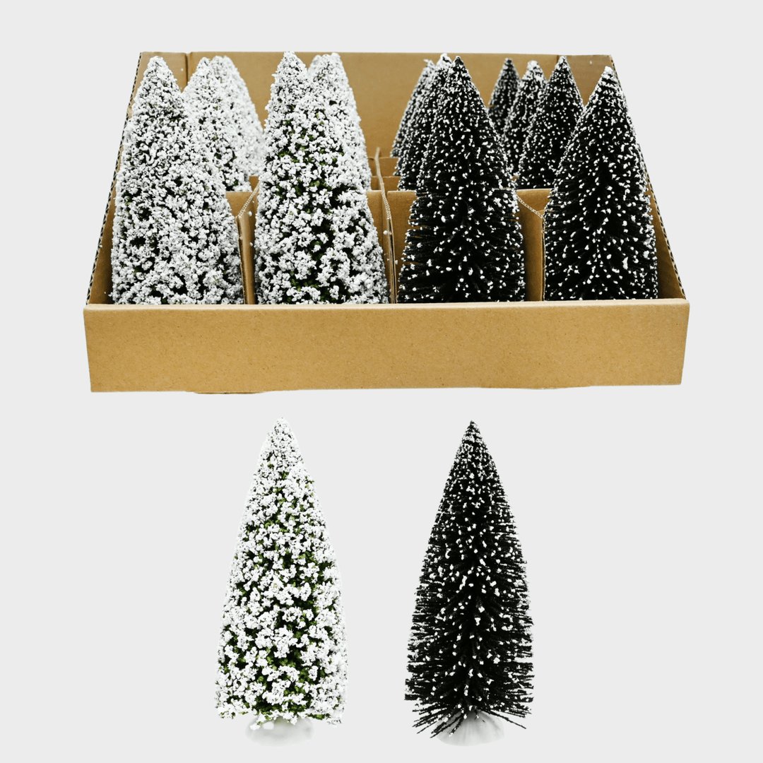 Bristle tree snow flocked 14cm asst from You Know Who's