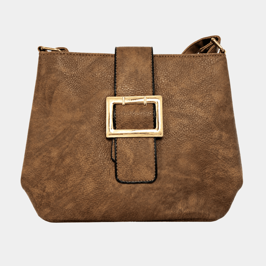 Brown Buckle Detail Shoulder Bag