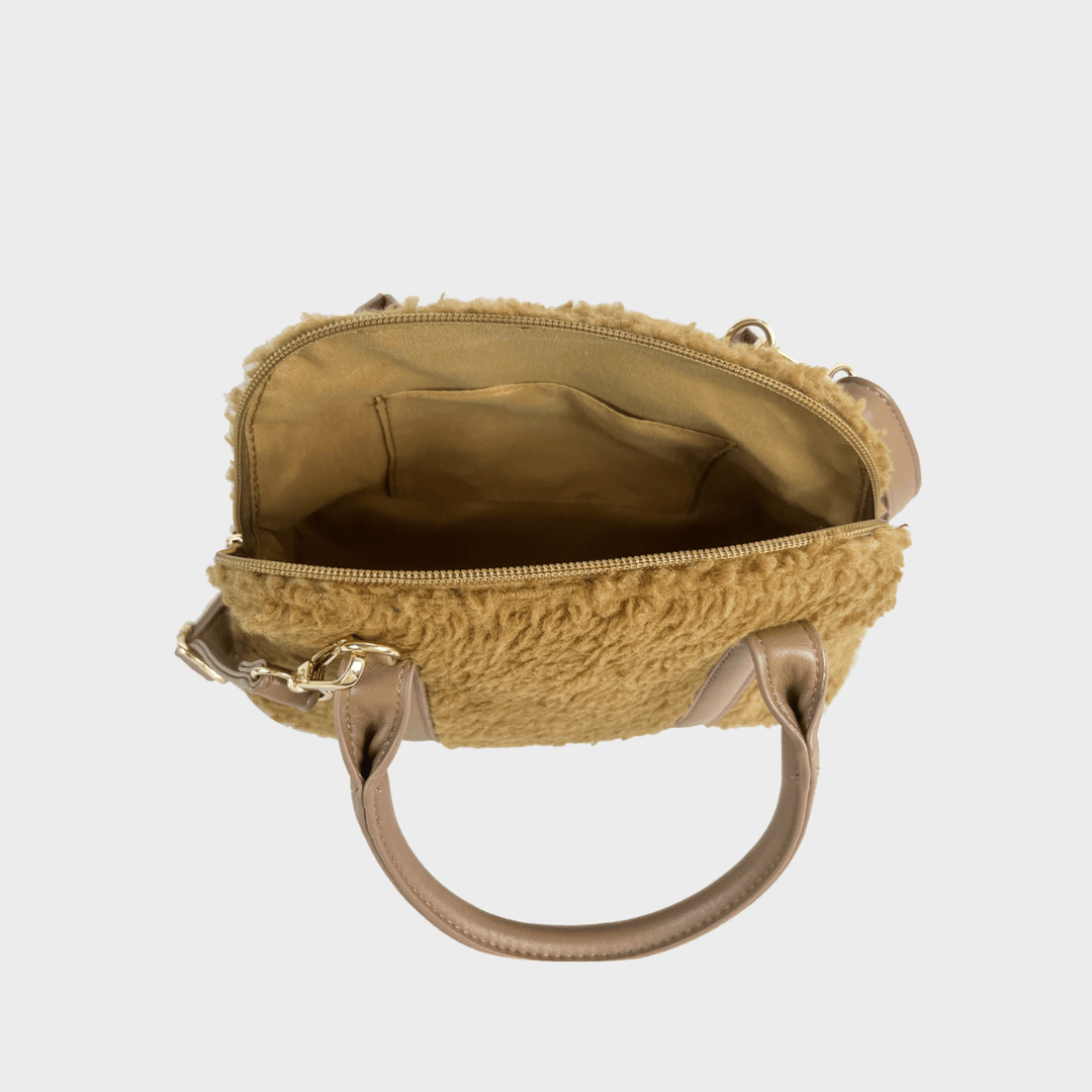 Brown Teddy Mini Bowler Bag with Strap from You Know Who's