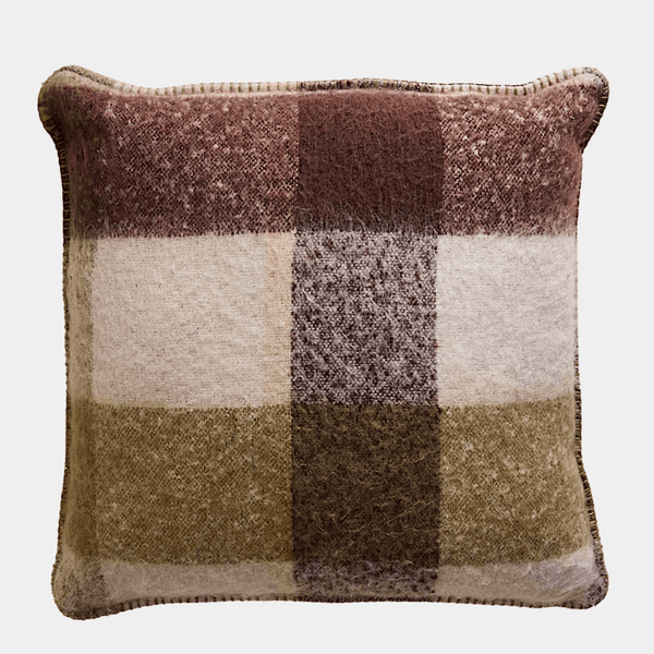 Brushed Olive Mix Check Cushion from You Know Who's