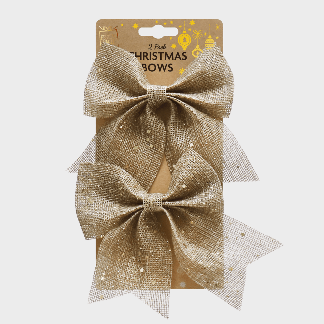 Burlap glitter bow 2pc 12x13cm from You Know Who's