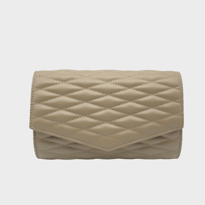 Camel Diamond Quilted Clutch Bag from You Know Who's