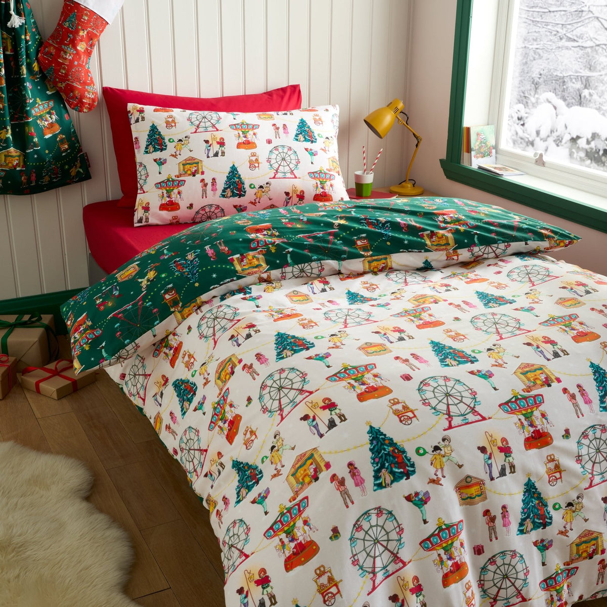 Catherine Lansfield Christmas Fairground Toddler Bedding from You Know Who's