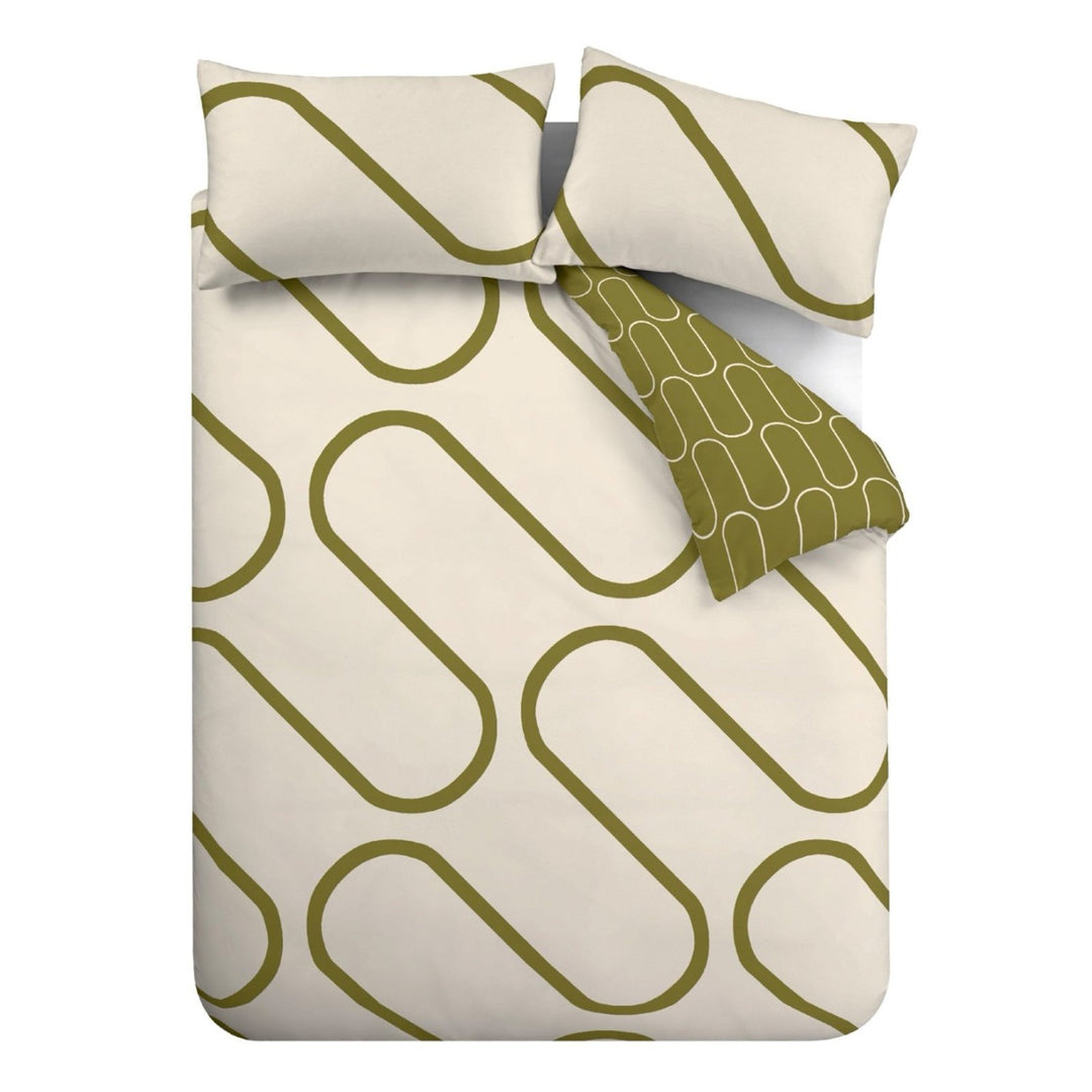 Catherine Lansfield Linear Curve Olive Geo Bedding Set from You Know Who's