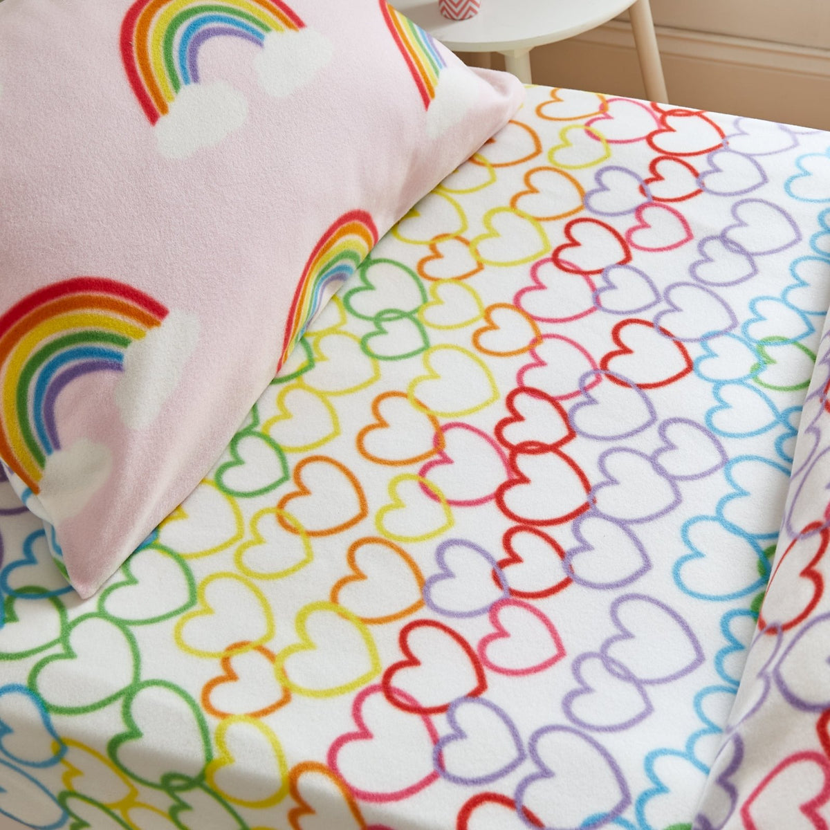 Catherine Lansfield Rainbow Hearts Fitted Sheet Single from You Know Who's