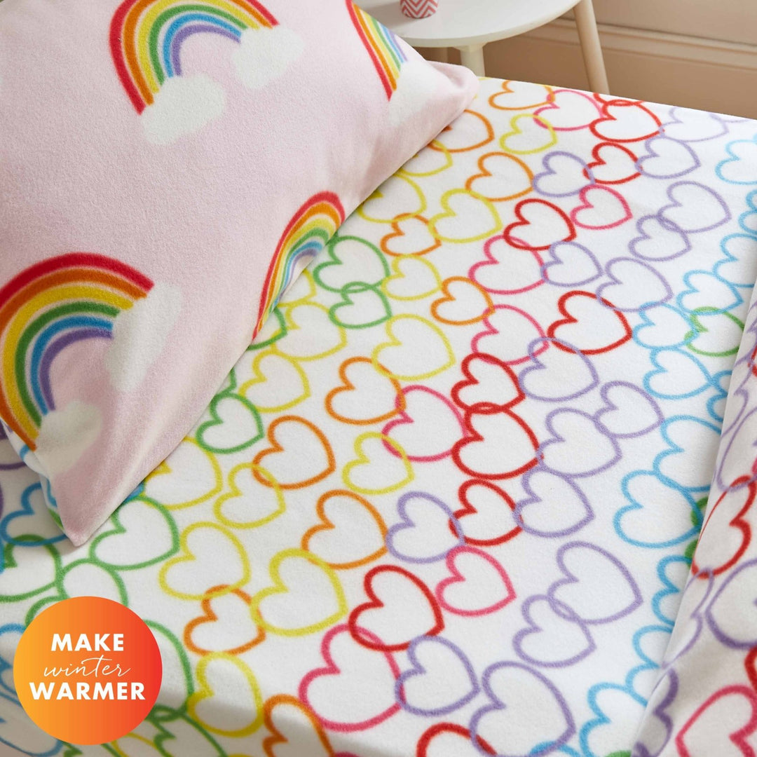 Catherine Lansfield Rainbow Hearts Fitted Sheet Single from You Know Who's