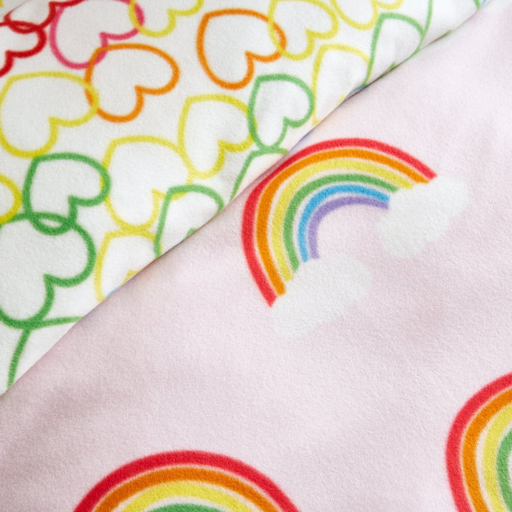 Catherine Lansfield Rainbow Hearts Fleece Bedding Reversible from You Know Who's
