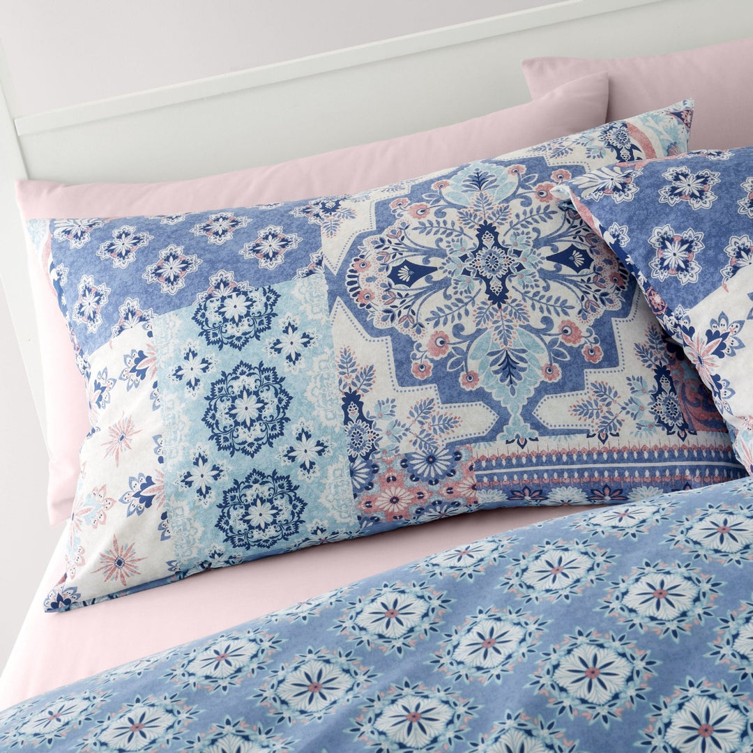 Catherine Lansfield Reversible Boho Blue Patchwork Double Bedding Set from You Know Who's