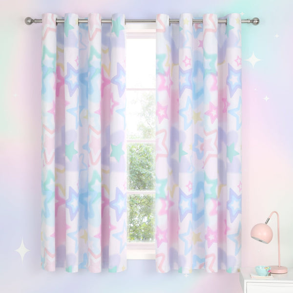 Catherine Lansfield Reversible Ombre Stars White Curtains 66x72" from You Know Who's