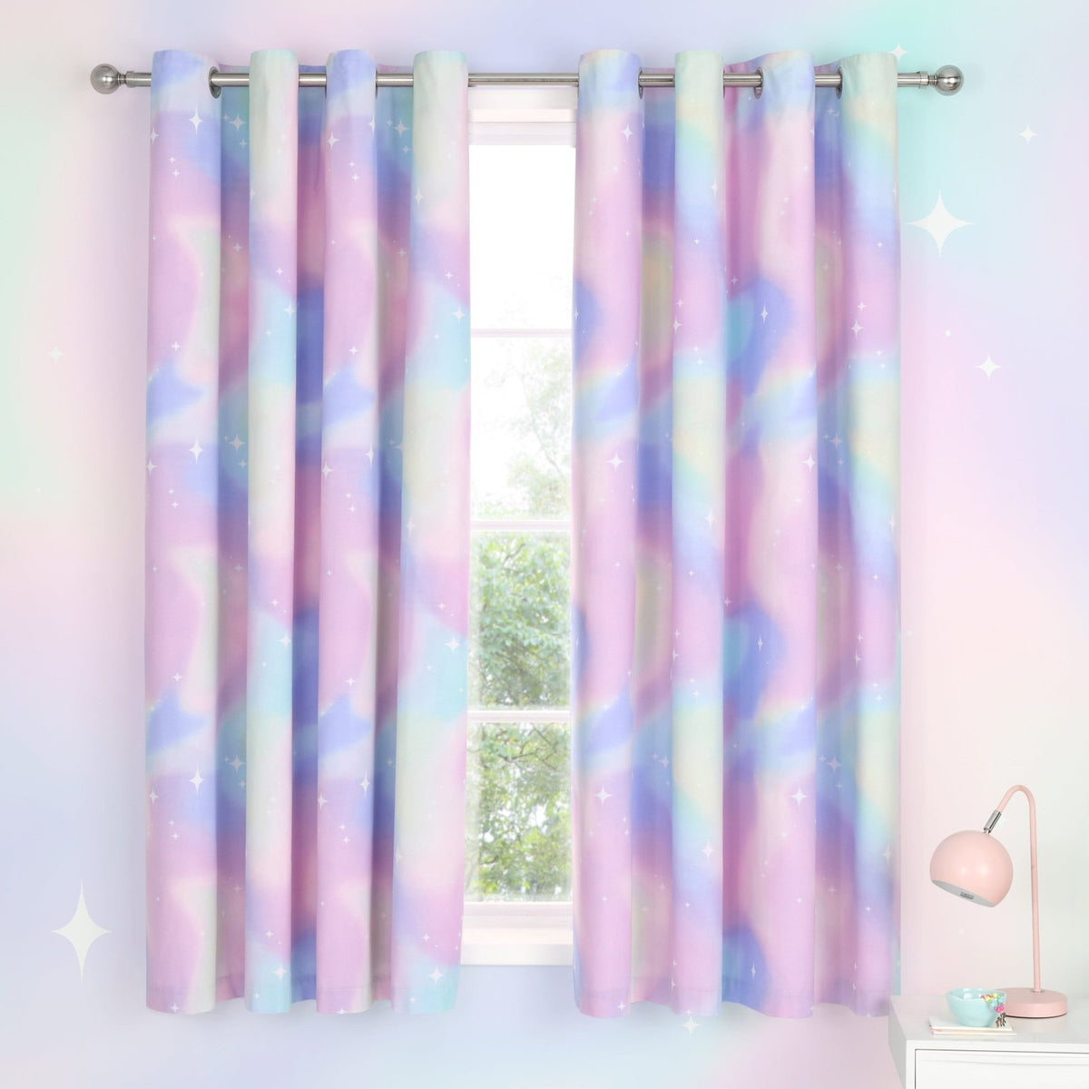 Catherine Lansfield Reversible Ombre Stars White Curtains 66x72" from You Know Who's
