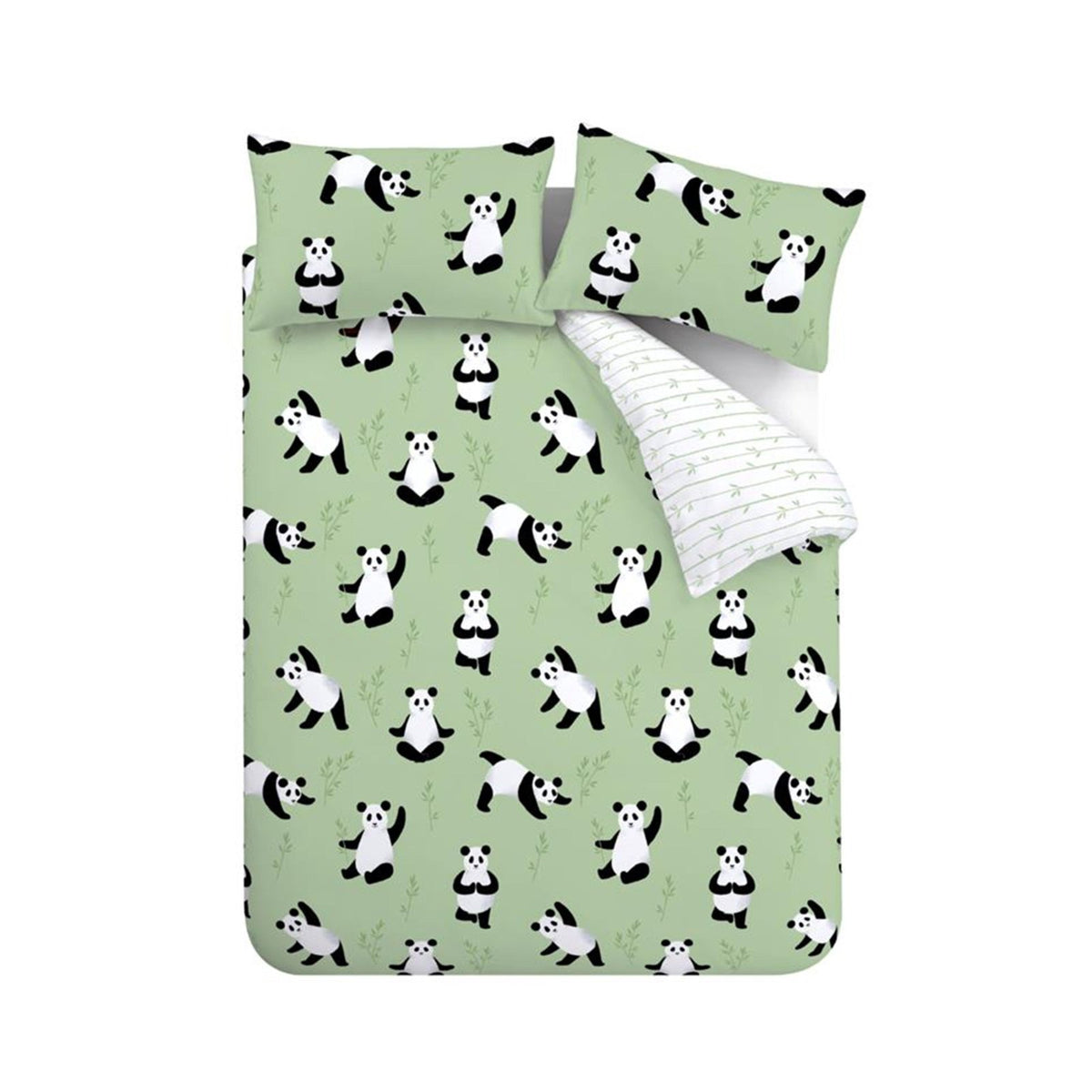 Catherine Lansfield Reversible Panda Paws Green Double Bedding Set from You Know Who's