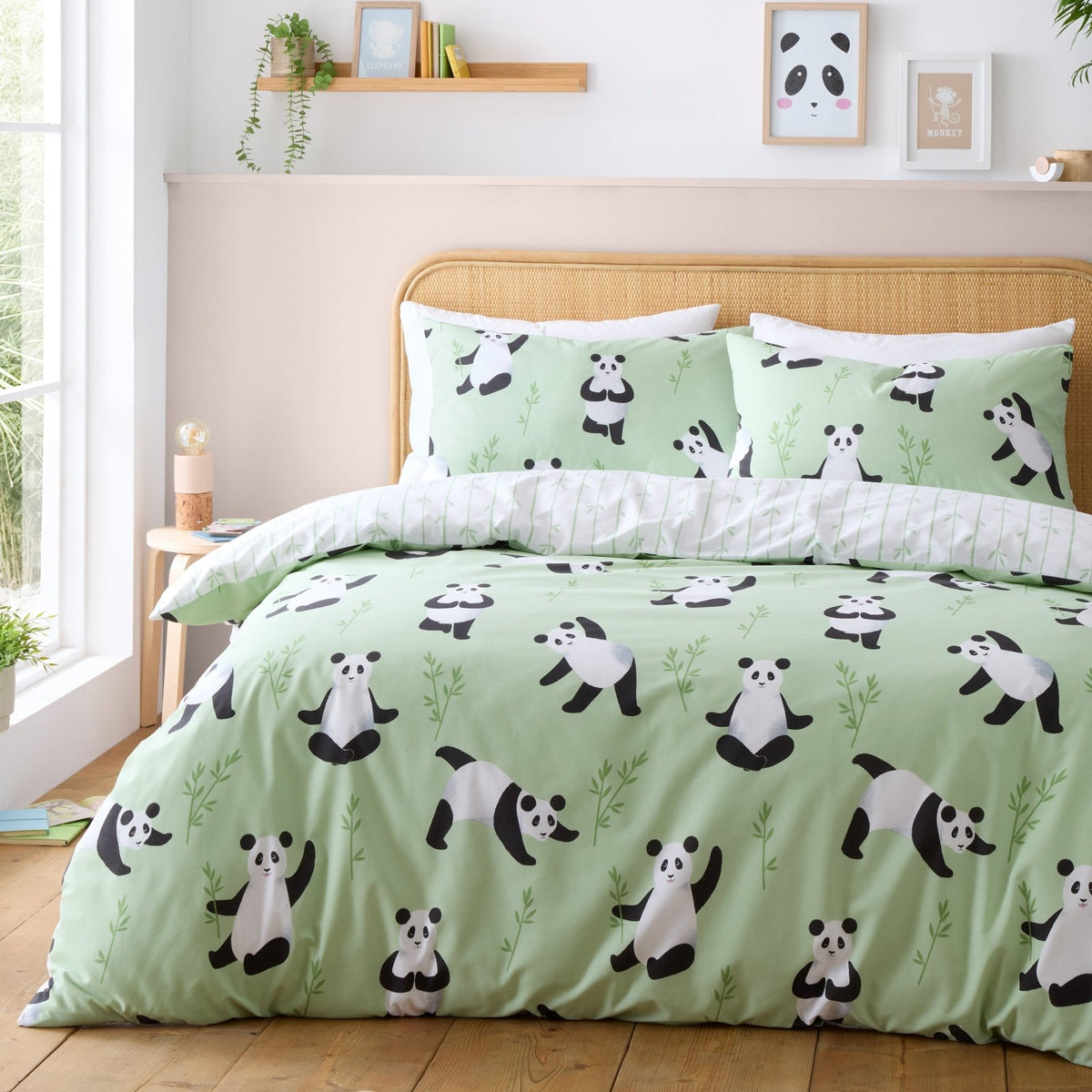 Catherine Lansfield Reversible Panda Paws Green Double Bedding Set from You Know Who's