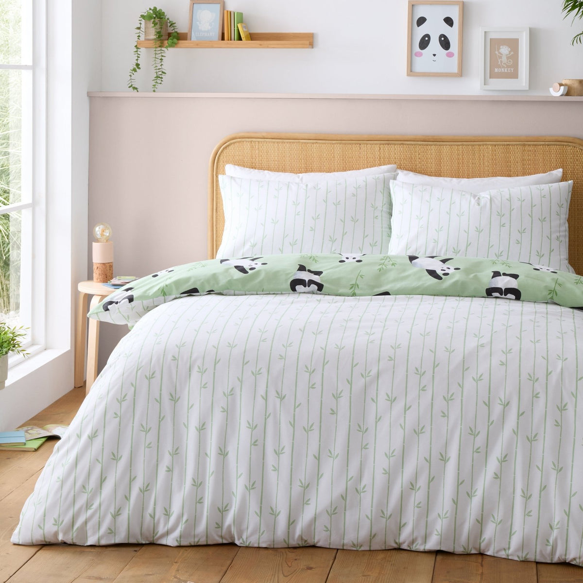 Catherine Lansfield Reversible Panda Paws Green Double Bedding Set from You Know Who's