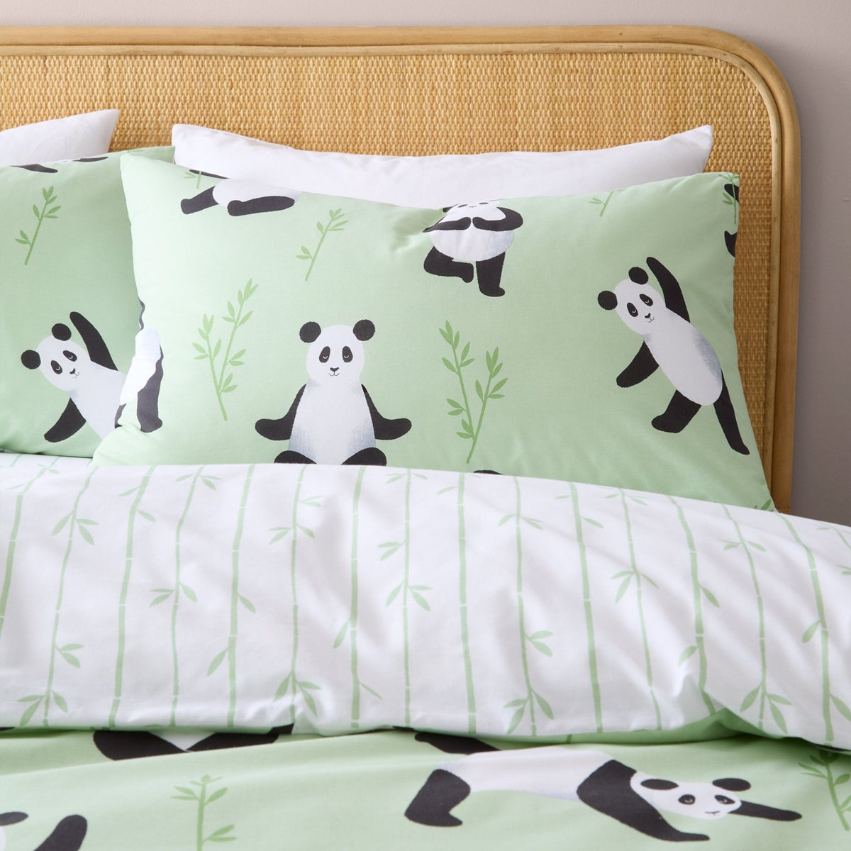 Catherine Lansfield Reversible Panda Paws Green Double Bedding Set from You Know Who's